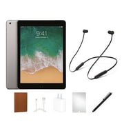 Restored Apple iPad 6 Tablet, 32GB, 9.7-inch Screen Size, Wi-Fi Only, Space Gray (6th Gen, 2018, MR7F2LL/A) with Beats Flex Bundle and Product Accessories included.