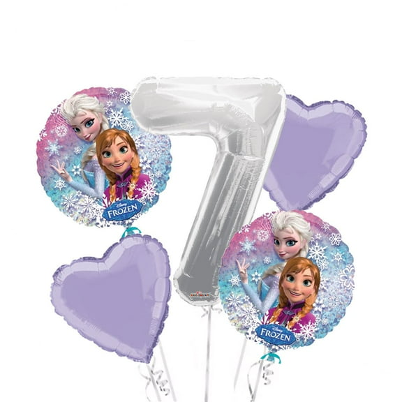 Frozen Balloon Bouquet 7th Birthday 5 pcs - Party Supplies