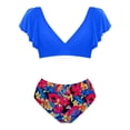 thumbnail image 4 of MKLEKYY Traje De Baño Mujer Natacion Women Ruffle High Waisted Swimsuit Two Piece Tropical Print Swimsuit Up Bathing Suit, 4 of 4
