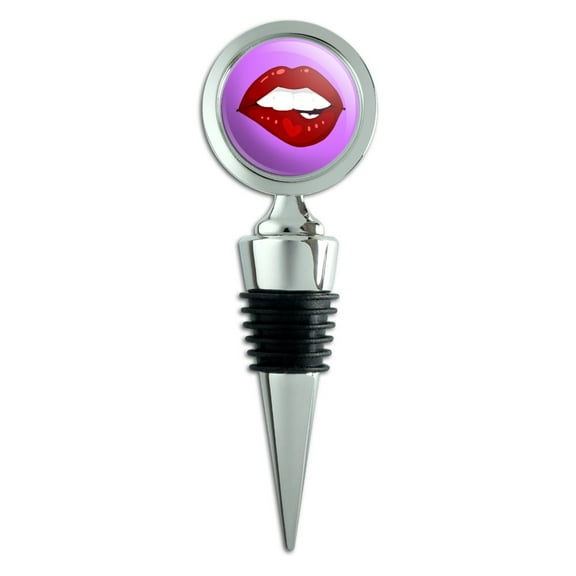 Seductive Luscious Bite Biting Lip Wine Bottle Stopper