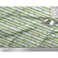 thumbnail image 2 of Soimoi Green polyester Crepe Fabric Coffee Cup & Stripe Print Fabric by Yard 42 Inch Wide, 2 of 5