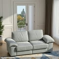 thumbnail image 3 of Newest 78.74" Gray Faux Leather Sofa with Hidden Storage - 2-Seater Loveseat for Small Apartments, Space-Saving Compact Design, 3 of 27