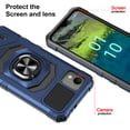 thumbnail image 7 of Compatible for Nokia C110 Case w/Tempered Glass Screen Protector [Military Grade] Ring Car Mount Kickstand Shockproof Hard Phone Case - Blue, 7 of 7