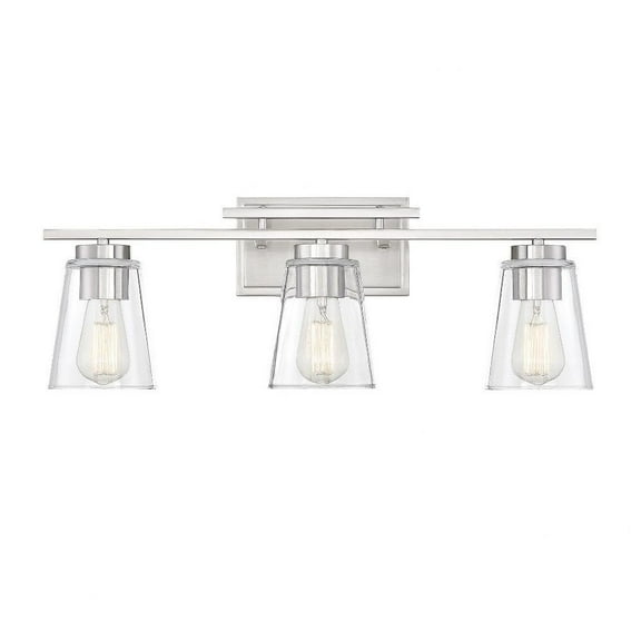 3 Light Bath Bar-Contemporary Style with Modern and Bohemian Inspirations-8.75 inches Tall By 24 inches Wide-Satin Nickel Finish Bailey Street Home