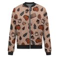 thumbnail image 4 of Chaqueta bomber con temática de Halloween para mujer, con lindos fantasmas, murciélagos y estampado de luna, informal, ligera, con cremallera, 4 of 5