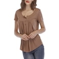 thumbnail image 2 of Innerwin T-Shirt Couleur Unie Femmes Hauts Été Manches Courtes Mode Tee Kaki G, 2 of 4