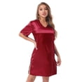 thumbnail image 4 of Alvivi Women Satin Nightgown V Neck Short Sleeve Nightdress Sleepwear M-XXL, 4 of 7
