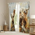 thumbnail image 3 of Castle Fairy Highland Bull Curtains Pack of 2 (42x84 Each) for Kids Teens Adults,Farmhouse Animal Curtains Blackout,Chic Floral Flowers Bedroom Curtains,Breathable Home Decor, 3 of 6