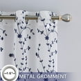 thumbnail image 3 of Sheer White Curtains, Leaf Embroidered Grommet Voile Drapes for Living Room, Bedroom, Window Treatments Semi Curtain Panels Navy Blue, 52" W x 84" L, 2 Panels, 3 of 7
