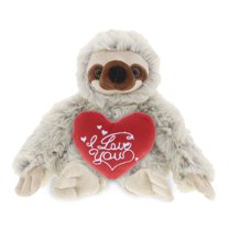 DolliBu I LOVE YOU Plush Super Soft Sloth - Cute Stuffed Animal Sloth with Red Heart Plush for Valentines, Anniversary, Romantic Date, Boyfriend, or Girlfriend Gift - 7.5 Inches