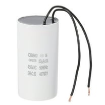 Uxcell 50uF CBB60 Running Capacitor, Run Capacitor with 2 Wires, AC 450V Start Up Motor with Frequency of 50Hz/60Hz, Suitable for Air Compressors, Pumps (White, 95x50mm)
