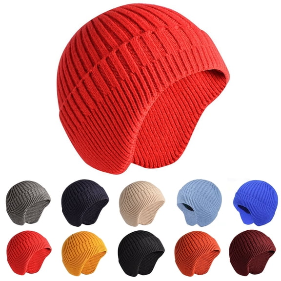 zobvuyeg Winter Knit Beanie Hats for Women Men Stretchy Soft No Brim Anti-shrink Ski Cap Warm Hat