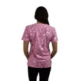 thumbnail image 4 of Womens Medical Nursing Foil Printed Scrub Uniform Top Zinnia-BC Ribbon Floral - Dusty Pink-XX-Large, 4 of 5
