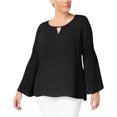 thumbnail image 1 of NY Collection Blusa sin mangas con fruncido para mujer, negro, 1X, 1 of 1