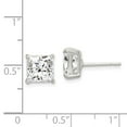 thumbnail image 2 of Solid 925 Sterling Silver 7mm Princess Cut CZ Cubic Zirconia Basket Set Stud Earrings 7mm, 2 of 3