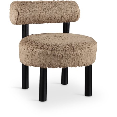 Meridian Furniture Ambre Tan Vegan Shearling Fabric Upholstered Accent Chair