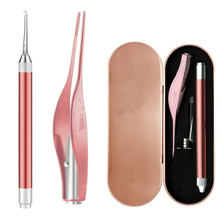 Ear Wax Removal Tool Easy to Use Ear Pick Ear Wax Digger with LED Light Storage Box for Ear Health Care Men Women Rose Golden