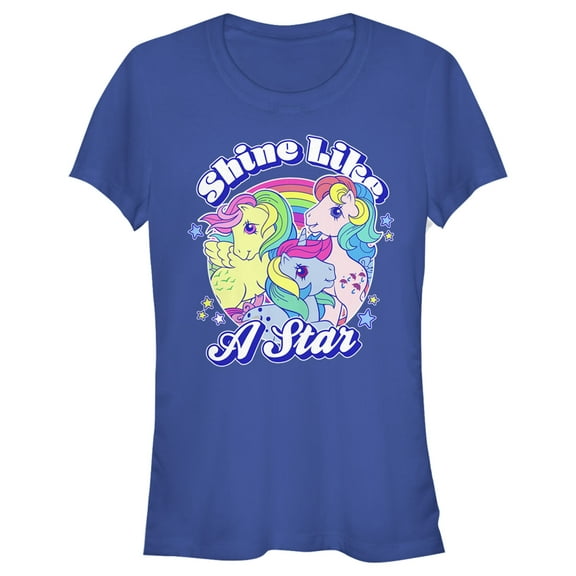 Junior's My Little Pony Shine Like a Star Circle  Graphic Tee Royal Blue Medium