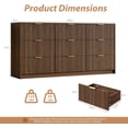 thumbnail image 2 of FURNIWAY 9 Drawer Dresser for Bedroom, 63" Wide Modern Fluted Dresser with Gold Metal Handles, Chest of Drawers for Bedroom, Living Room, Entryway, Hallway, Walnut, 2 of 8