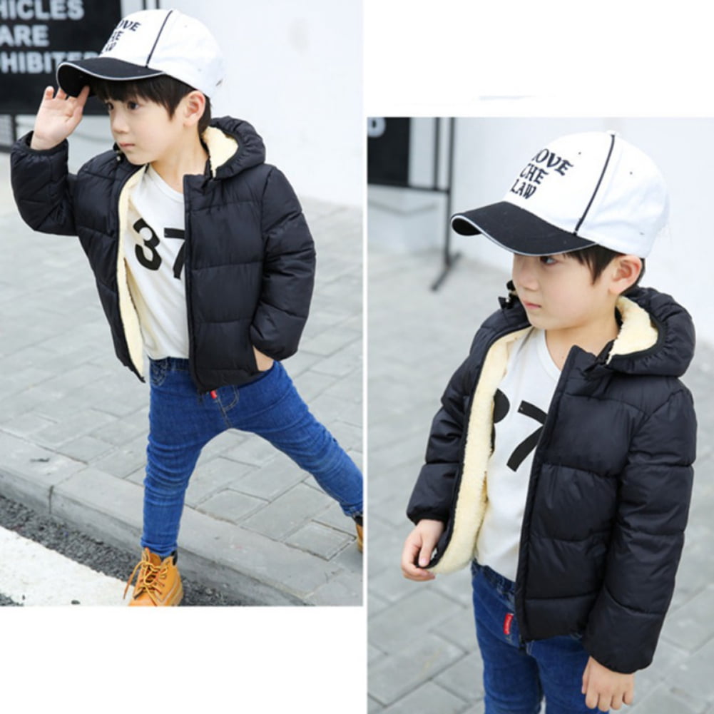 Boys Girls Kid Winter Thick Jacket Warm Zipper Hooded Windproof Coat Cute Outwear,2-6T