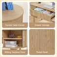 thumbnail image 4 of PHOYAL Fluted Home Office Desks with Drawers and Storage, Mid Century Computer PC Desk with File Drawer and Cabinet, Oval Writing Study Table with 2 Sliding Tambour Door for Bedroom, Natural, 4 of 8