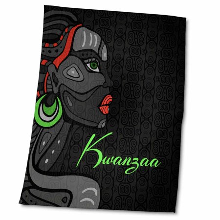 Kwanzaa in Black Red and Green with African American Woman 22x30 Bath Hand Pool Towel twl-244702-2