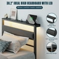 thumbnail image 5 of Satifur Twin Size Bed Frame with Upholstered Headboard & Shelf, LED Lights & USB Charging Station, Metal Black, 5 of 10