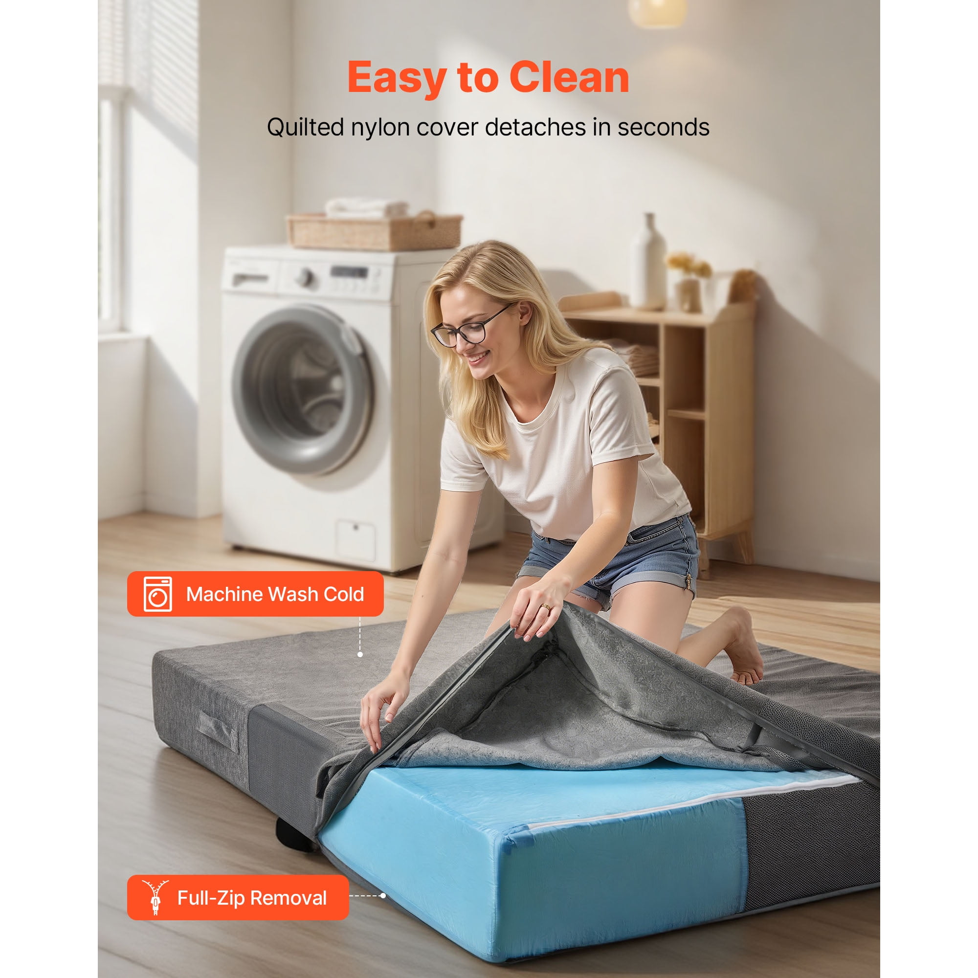 KFFKFF Crash Pad, 6 x 4 ft Sensory Mat with Soft Foam and Removable Cover, Large Pillow Mat for Kids and Adults for Jumping, Playing, Climbing, and Gymnastics