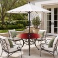 thumbnail image 2 of Round Outdoor Tablecloth with Umbrella Hole and Zipper, Dark Red Yellow Ombre Tablecloth with Elastic Waterproof, Farmhouse Modern Gradient Art Patio Table Covers for 36" - 44" Picnic Pool Tables, 2 of 9