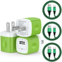 Charger Block, 3 Pack USB C Charger Block with 6FT Type C Cable, Charging Block Type C Block USB Brick Cube USB C Wall Charger Adapter Fast Charging Station Compatible for Android Charger, Green