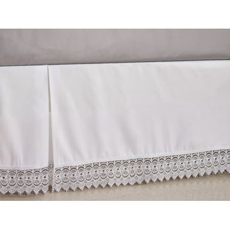Simple Elegance by Ben&Jonah 1500 Series Queen Size Eyelet Lace Solid Platform Bed Skirt with 14" Drop - White