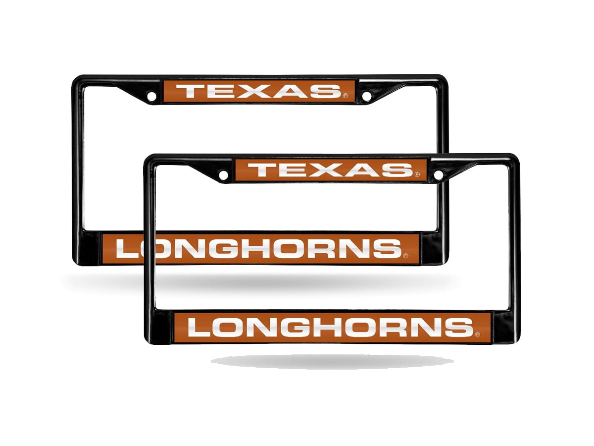 Texas Longhorns Auto License Plate Frame Chrome Film & Black 