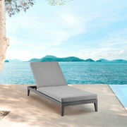 Armen Living Menorca Outdoor Patio Adjustable Chaise Lounge Chair in Aluminum with Grey Cushions
