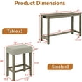 thumbnail image 2 of AENKYO 4-Piece Bar Table Set with Charging Station, 59" Counter Height Table and 3 Upholstered Stools for Small Space, Brown, 2 of 10