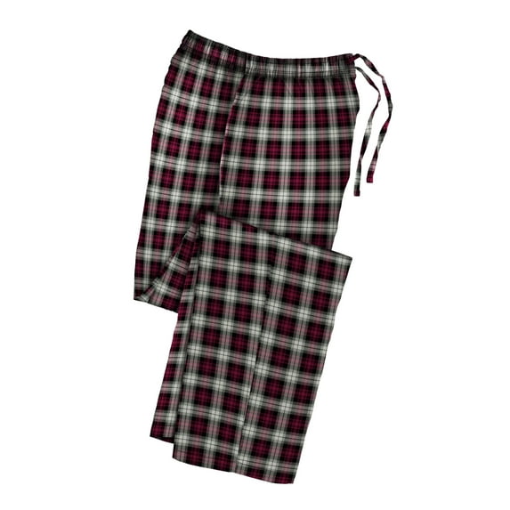4XL Mens Big and Tall Cotton Flannel Pajama Pants, Red Grey Plaid