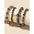 thumbnail image 3 of Hotian 4pcs Beaded Bracelet Jewelry Set Multilayer Boho Heart Charm Bracelet Pack for Women and Men Black, 3 of 4