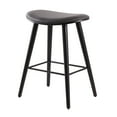 thumbnail image 4 of Saddle 26" Contemporary Counter Stool in Black Wood and Grey Faux Leather with Black Metal by LumiSource - Set of 2, 4 of 5