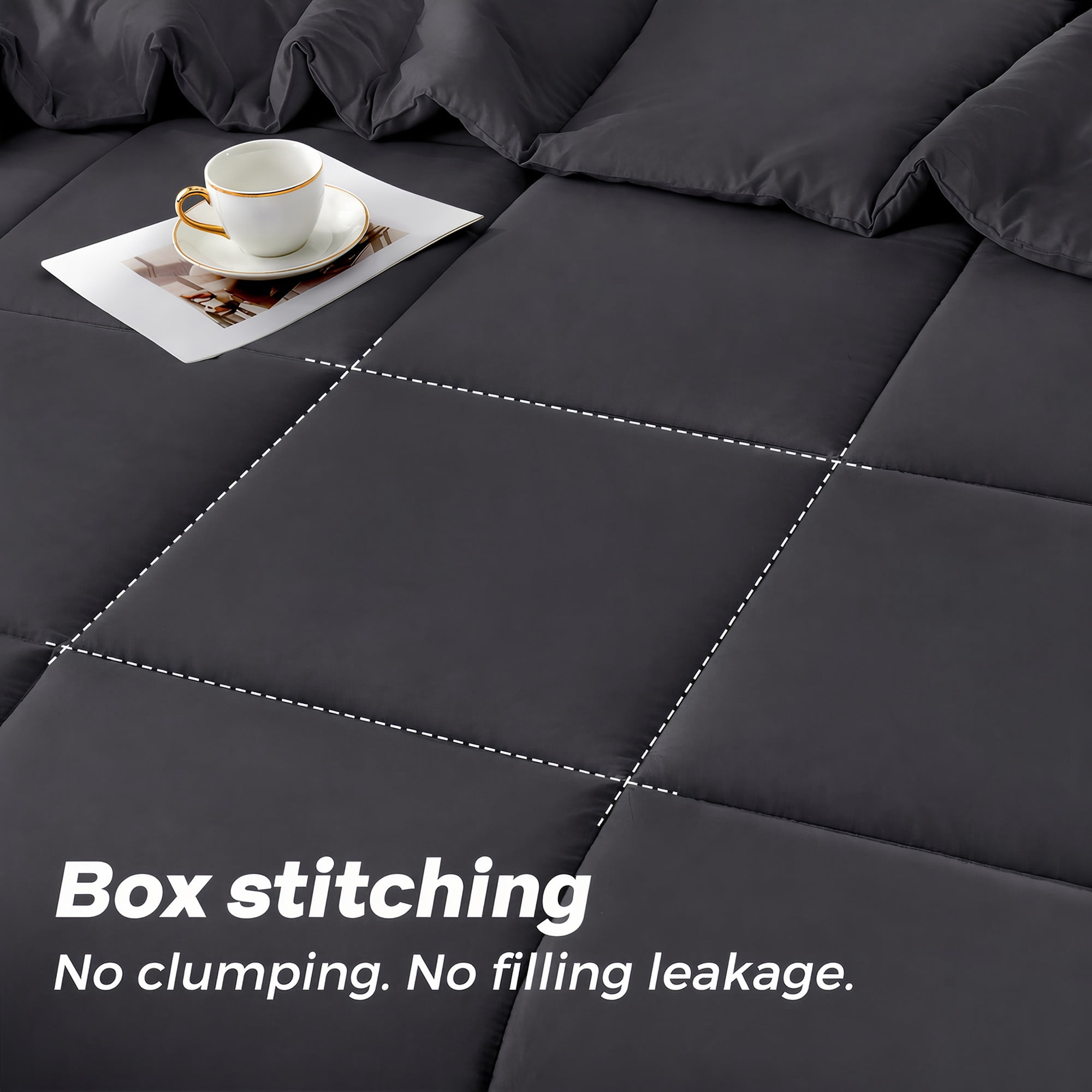 YEPCLUB Comforters Queen size, Duvet Insert, All Season Duvet, Grey Down Alternative Hotel Comforter, Lightweight Quilt with Corner Tabs, Machine Washable (Grey, Queen 88x92 Inches)