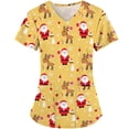 thumbnail image 4 of EGNMCR Hauts de Soins Infirmiers pour Femmes, Uniforme de Travail Imprimé de Noël, Manches Courtes, Col en V, Blouse de Travail avec Poches, Costumes de Noël, 4 of 5
