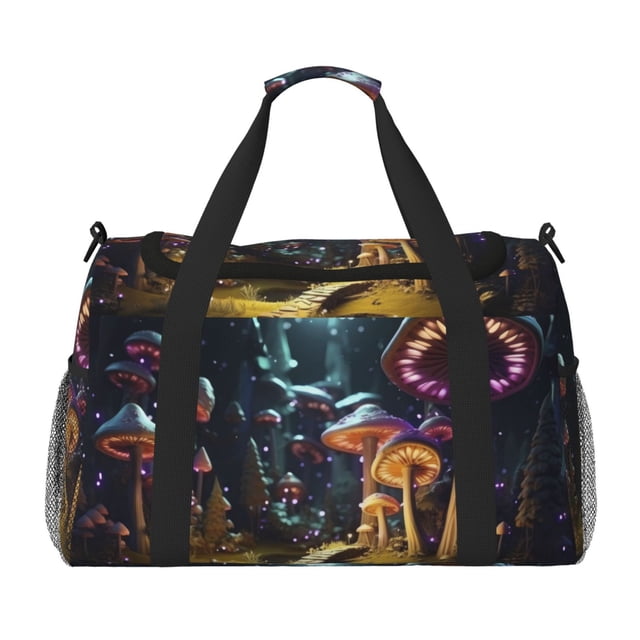 Disketp Purple Glowing Mushroom Bolsa de Viaje Tipo Duffle, Bolso de Mano para Fin de Semana para Mujer, Bolsa de Gimnasio Ligera para Hombre, Esencial para Viajes