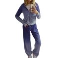 thumbnail image 2 of FOCUSNORM 2Pcs Women Juniors Casual Tracksuit, Solid Color/Gradual Color Hooded Crop Tops + Pants, 2 of 3