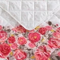 thumbnail image 4 of Betsey Johnson Banded Floral Bright Pink Brushed Microfiber Full/Queen Quilt Set, 4 of 9