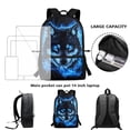 thumbnail image 4 of Uorisanigo 4 in 1 School Bag Set for Teens Boys, Blue Wolf Kids Backpack with Lunch Box Pencil Case Water Bottle Carrier, Bookbag School Daypacks for Elementary Middle Students, 4 of 7