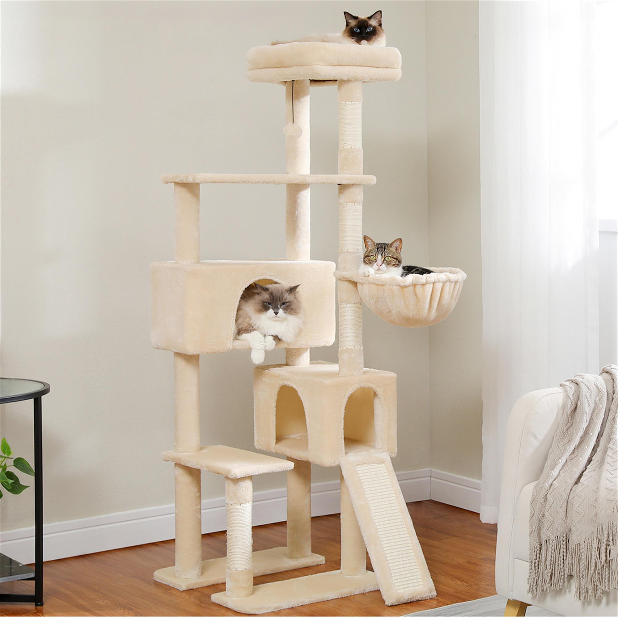 Kadyn 60" Cat Tree for Indoor Cats with Scratching Posts Cat Condo, Cat Tree Tower House, Beige