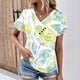 thumbnail image 2 of Tops de Algodón para Mujeres Cuello en V Moda Casual Manga Corta Primavera Verano Top para el Hogar Y Diario, 2 of 6