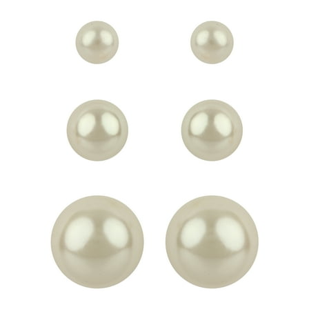 Brilliance Fine Jewelry Sterling Silver Trio Round Freshwater Pearl Earrings