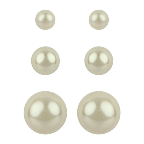 Brilliance Fine Jewelry Sterling Silver Trio Round Freshwater Pearl Earrings
