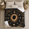 thumbnail image 5 of Golden Solar Eclipse with Moon Phases and Flowers, Gothic Celestial Style for Moon Lovers, Botanical Night Scene and Birthday Gift, Cozy Flannel Blanket, Home Decor, 5 of 9