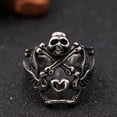 thumbnail image 3 of HOOUN NO WAR Dove Love Heart Peace Skull Ring Stainless Steel Antiwar Gothic Punk Ring-7, 3 of 3