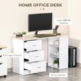 thumbnail image 3 of CoSoTower 47 Inches Home Office Desk with 3-Tier Storage Shelves, Computer Desk with Drawers, Study Writing Table, White, 3 of 7
